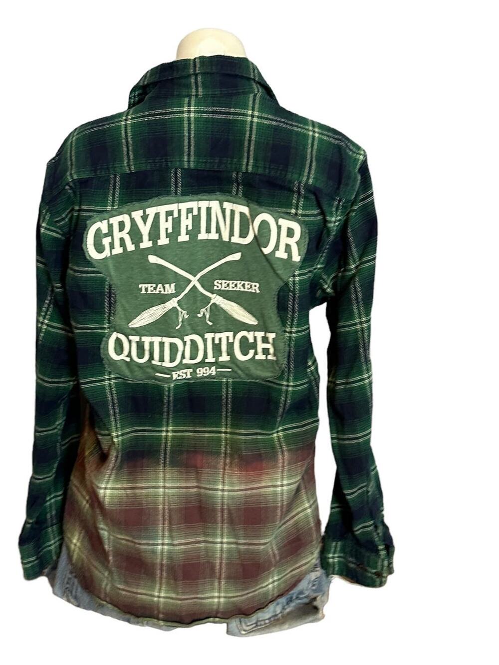 Harry Potter Flannel Plaid Shirt Shacket MEDIUM  Unique Gryffindor Quidditch